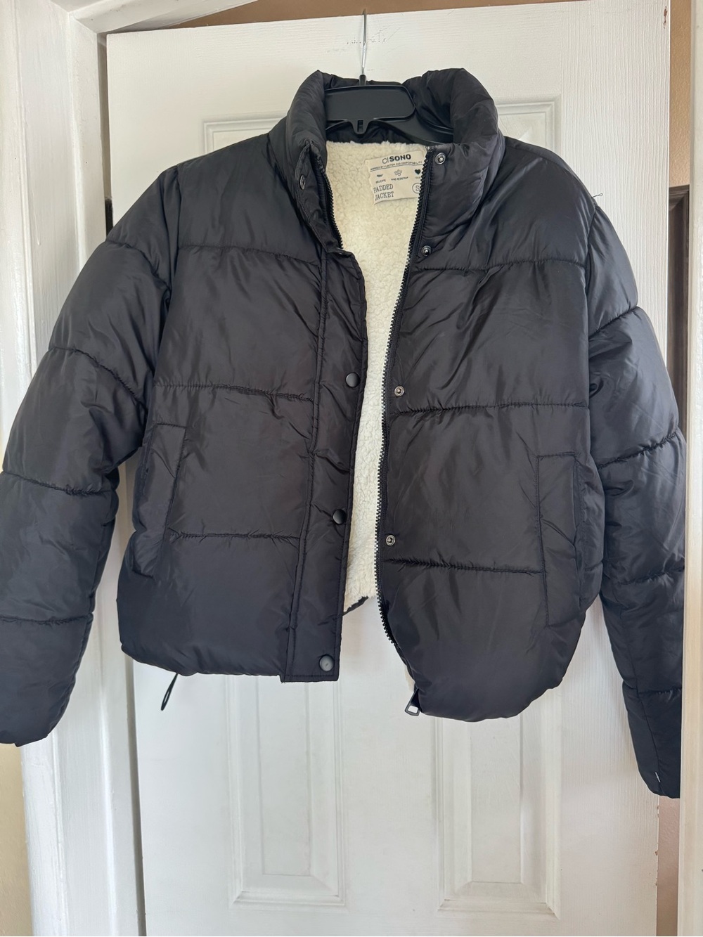 Ci Sono Black Puffer Jacket with Sherpa Lining